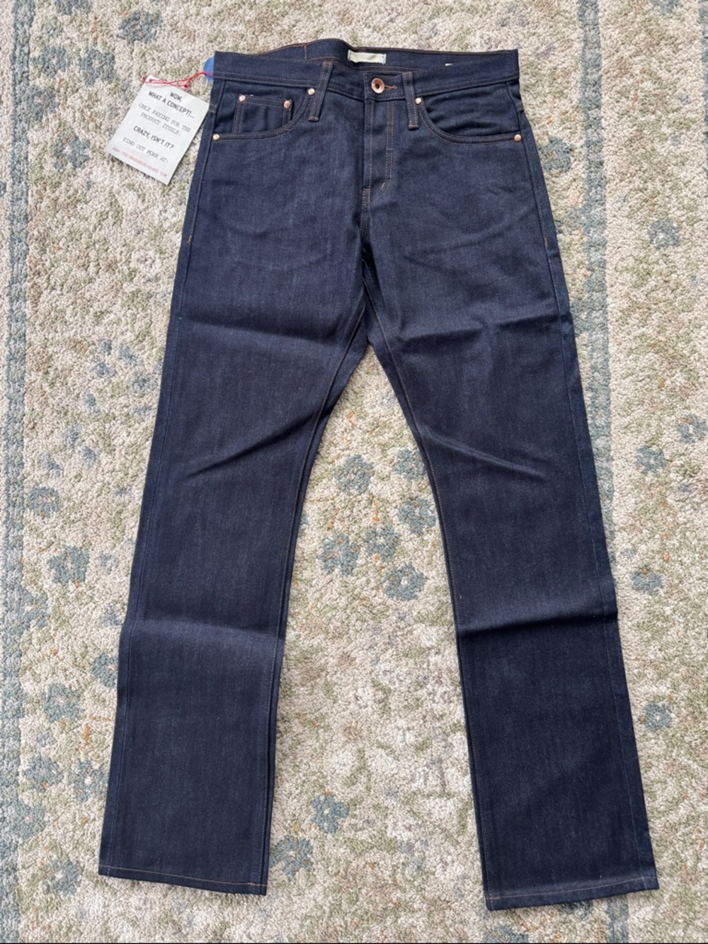 The Unbranded Brand Straight-Leg Men's Raw Indigo Selvedge Denim Jeans Size 32